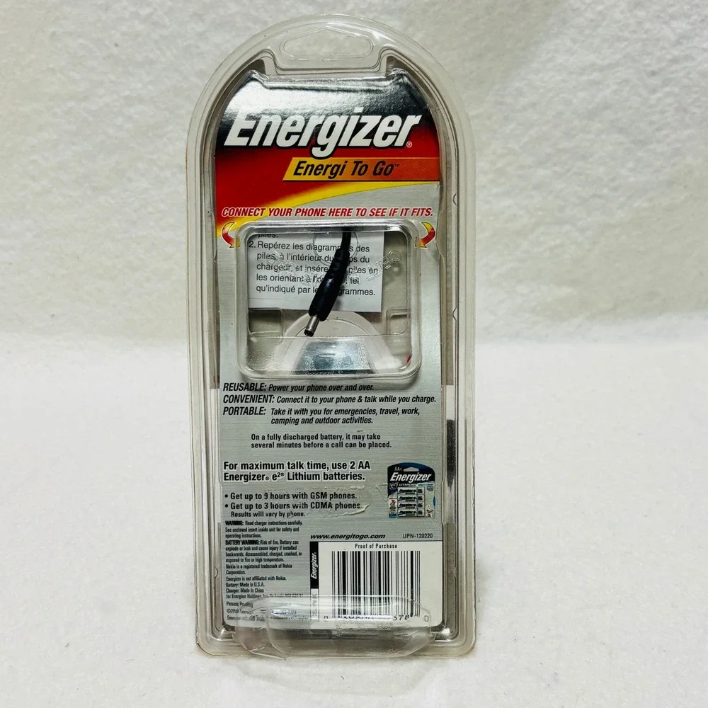 Energizer Energi To Go Instant Cell Phone Charger for Nokia Portable Power New